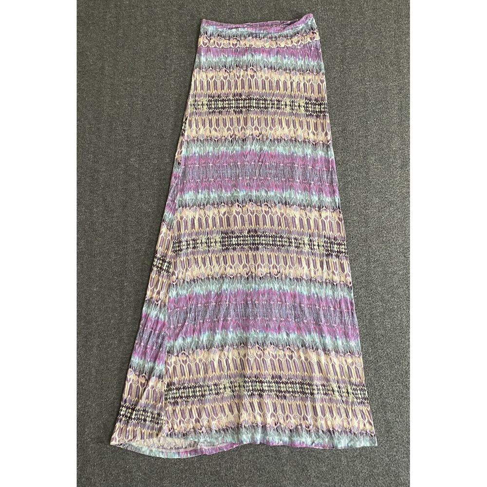 Charlotte Russe Rayon Maxi Skirt Soft Elastic Waist Purple Floral Size M